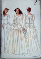 6541 EXQUISITE LS BACK BOW PEPLUM OR NOT BRIDE GOWN PATTERN 6-18